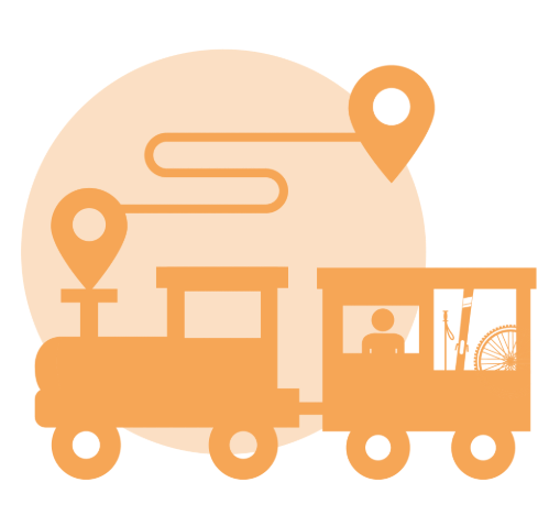 Fermata del trenino e autobus gratuiti locali